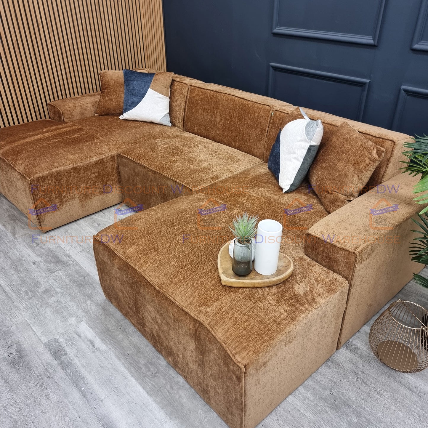 Atlanta Textured Chenille Sofa - 4 Colours | Left/Right Hand Corner | 3/4 Seater U Shape | Bed | Long U Shape + Stool