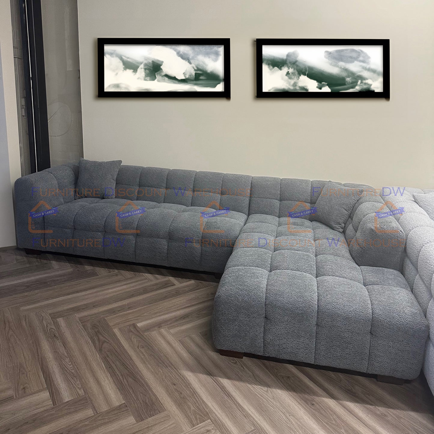 ALUXO® Tribeca 1/3/4/5 Seater Boucle L/R Corner Sofa Arm Chair Stool - Oatmeal Beige | Pearl Grey | Iron Grey