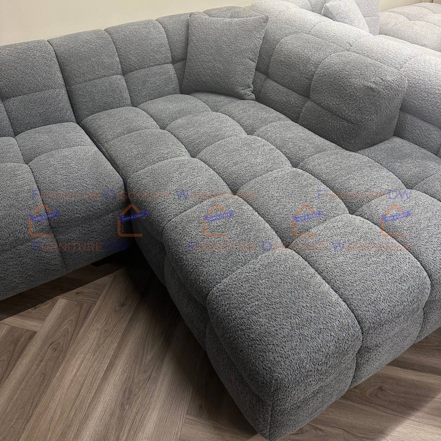 ALUXO® Tribeca 1/3/4/5 Seater Boucle L/R Corner Sofa Arm Chair Stool - Oatmeal Beige | Pearl Grey | Iron Grey