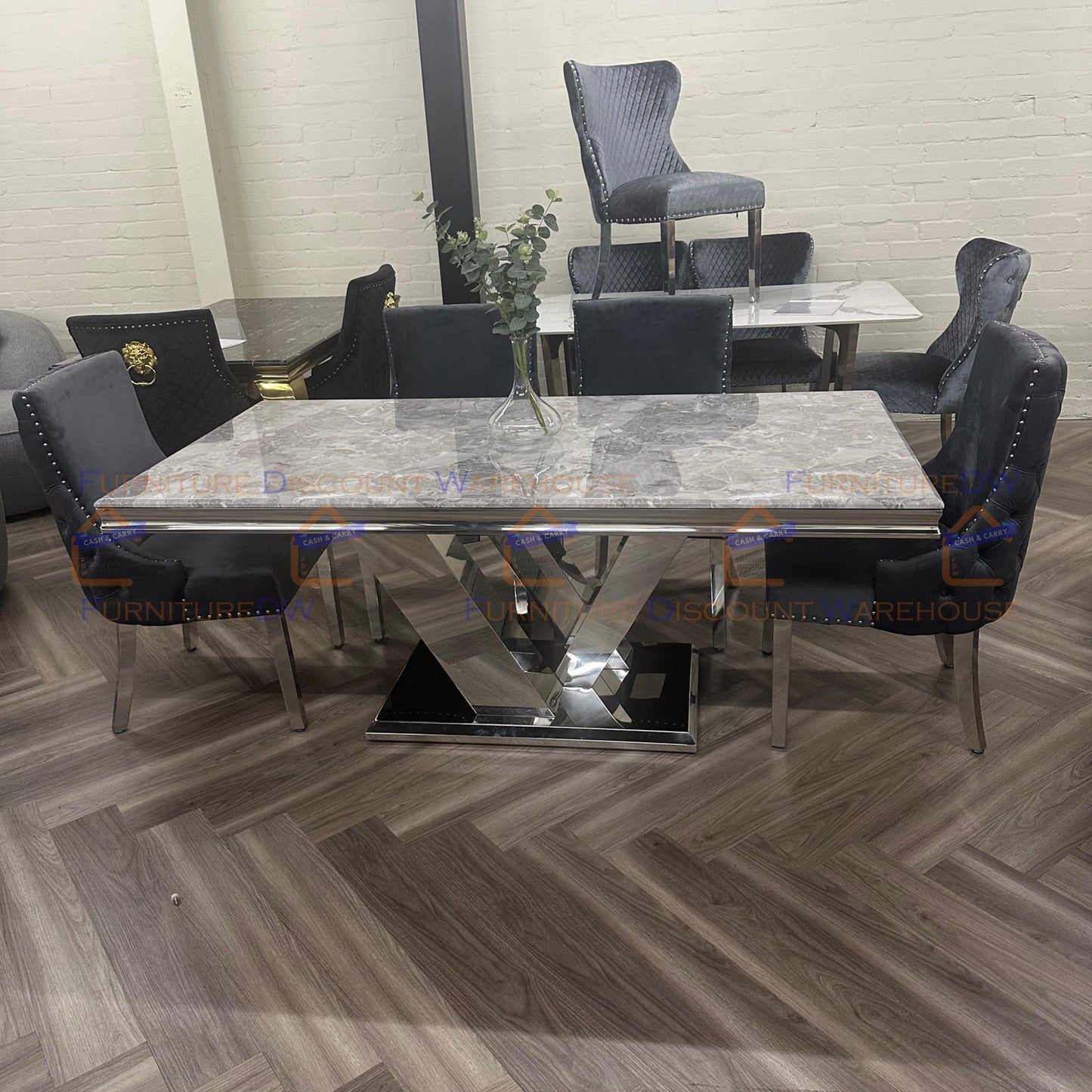 Venice Dining Table 1.8m Marble Top - White | Black | Light Grey | Cream | Black & Gold