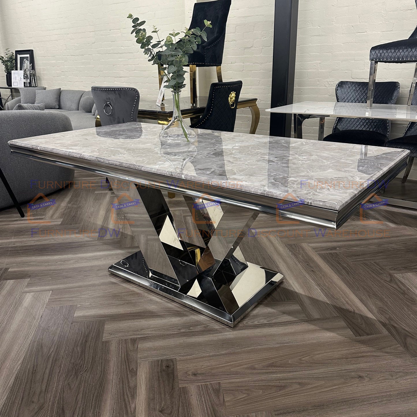 Venice Dining Table 1.8m Marble Top - White | Black | Light Grey | Cream | Black & Gold