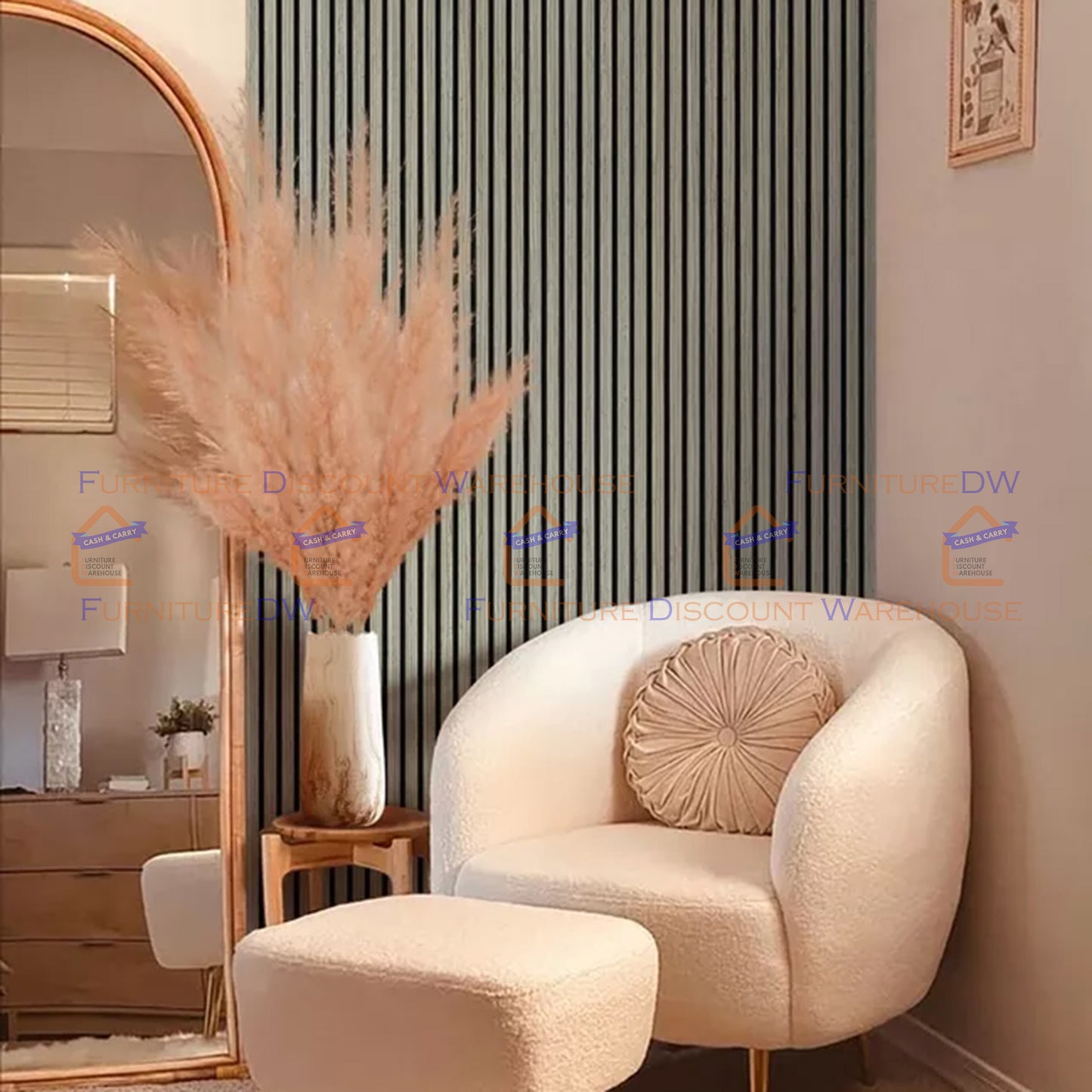 2400x600mm Wood Acoustic MDF Slatted Wall Panels - 8 Colours | Light Oak / Natural Oak / Walnut / Ash Grey / Black / White Marble / Silver / Gold