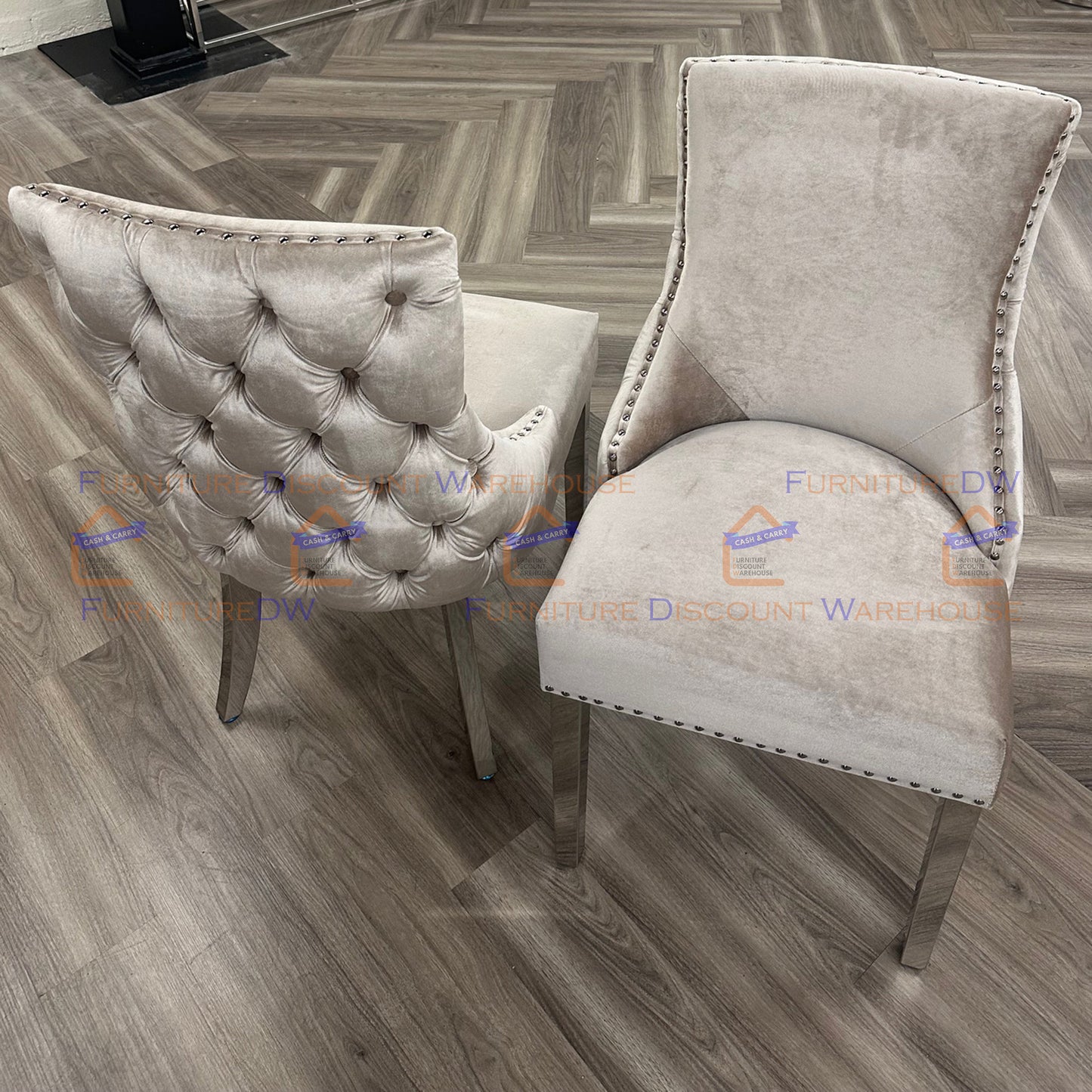 Kensington Velvet Dining Chair | Gold / Chrome Legs - Cream | Light Grey | Dark Grey | Beige