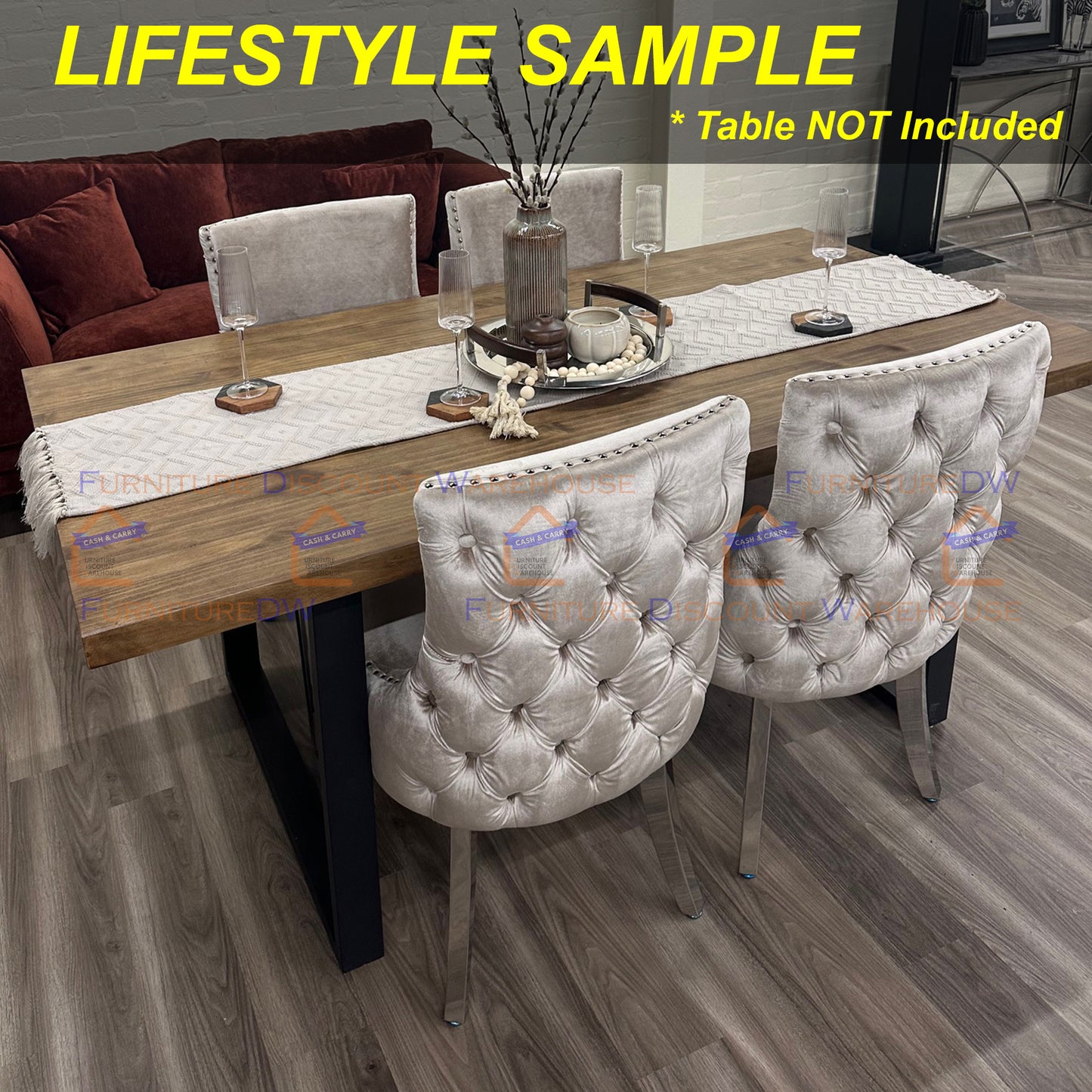 Kensington Velvet Dining Chair | Gold / Chrome Legs - Cream | Light Grey | Dark Grey | Beige