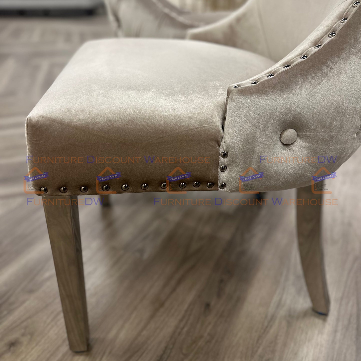 Kensington Velvet Dining Chair | Gold / Chrome Legs - Cream | Light Grey | Dark Grey | Beige