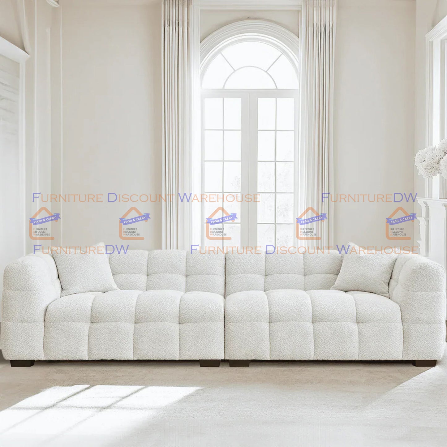 ALUXO® Tribeca 1/3/4/5 Seater Boucle L/R Corner Sofa Arm Chair Stool - Oatmeal Beige | Pearl Grey | Iron Grey
