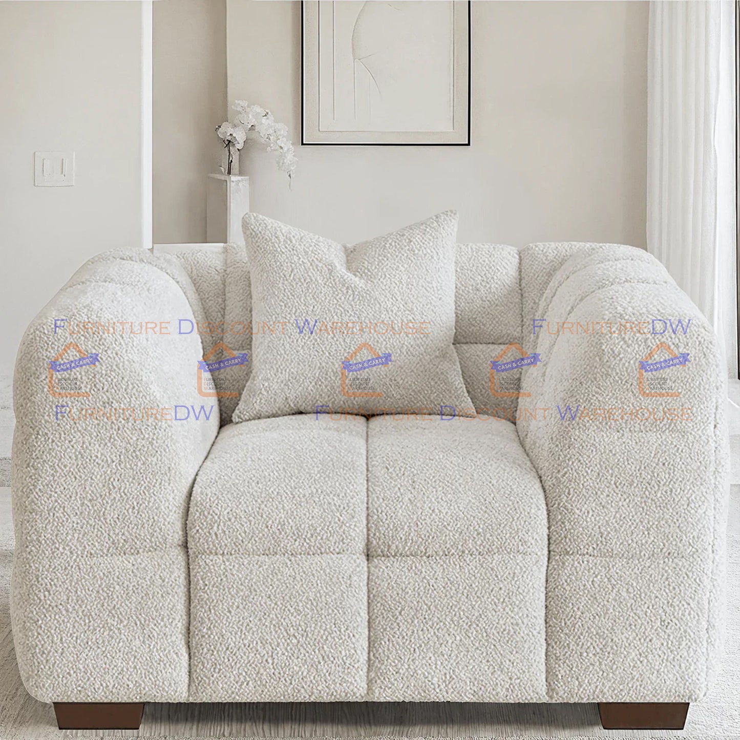 ALUXO® Tribeca 1/3/4/5 Seater Boucle L/R Corner Sofa Arm Chair Stool - Oatmeal Beige | Pearl Grey | Iron Grey