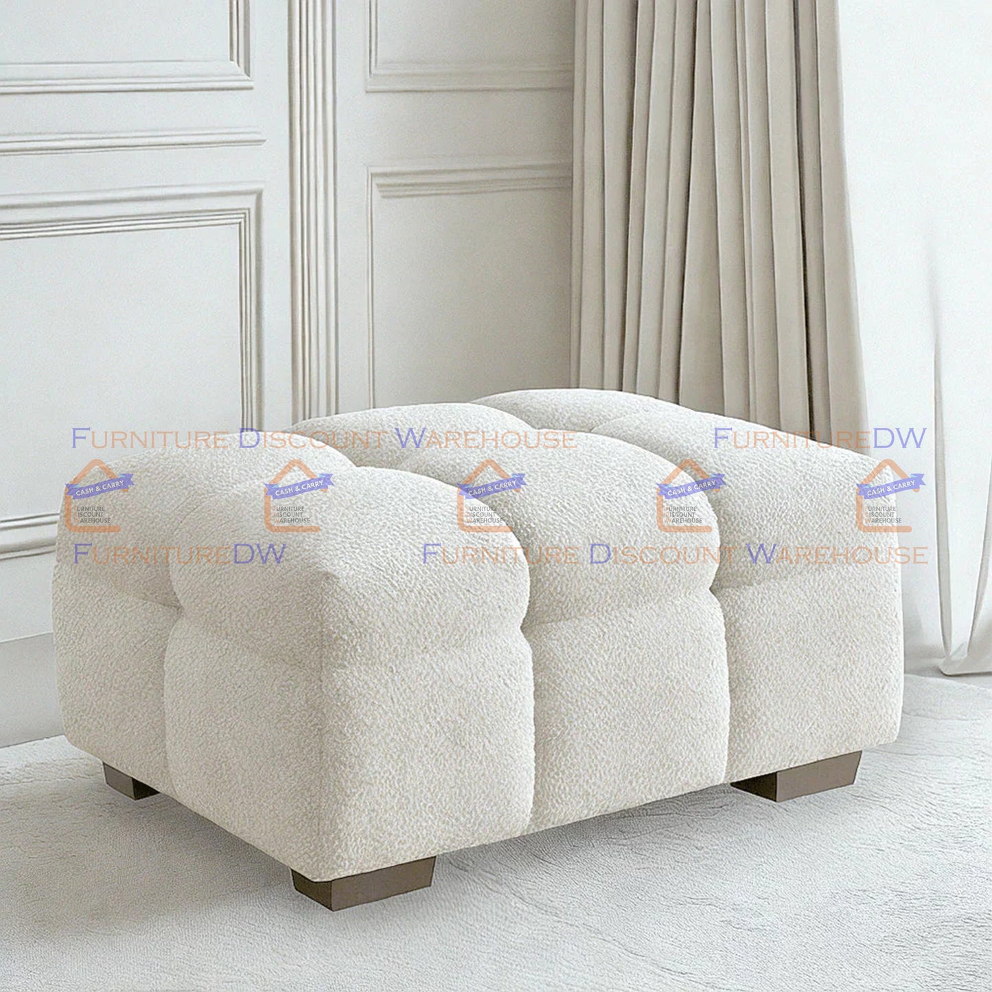 ALUXO® Tribeca 1/3/4/5 Seater Boucle L/R Corner Sofa Arm Chair Stool - Oatmeal Beige | Pearl Grey | Iron Grey