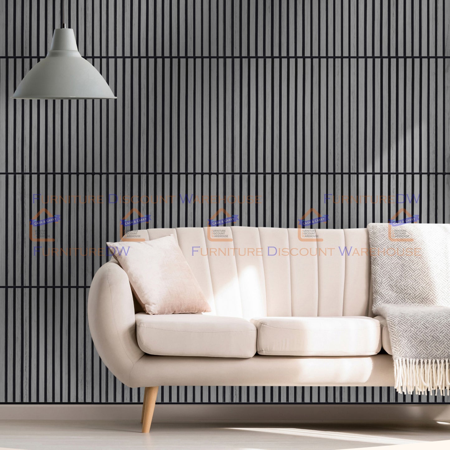 Square Wood Acoustic MDF Slatted Wall Panels - 4 Colours | Natural Oak / Walnut / Ash Grey / Charcoal Black