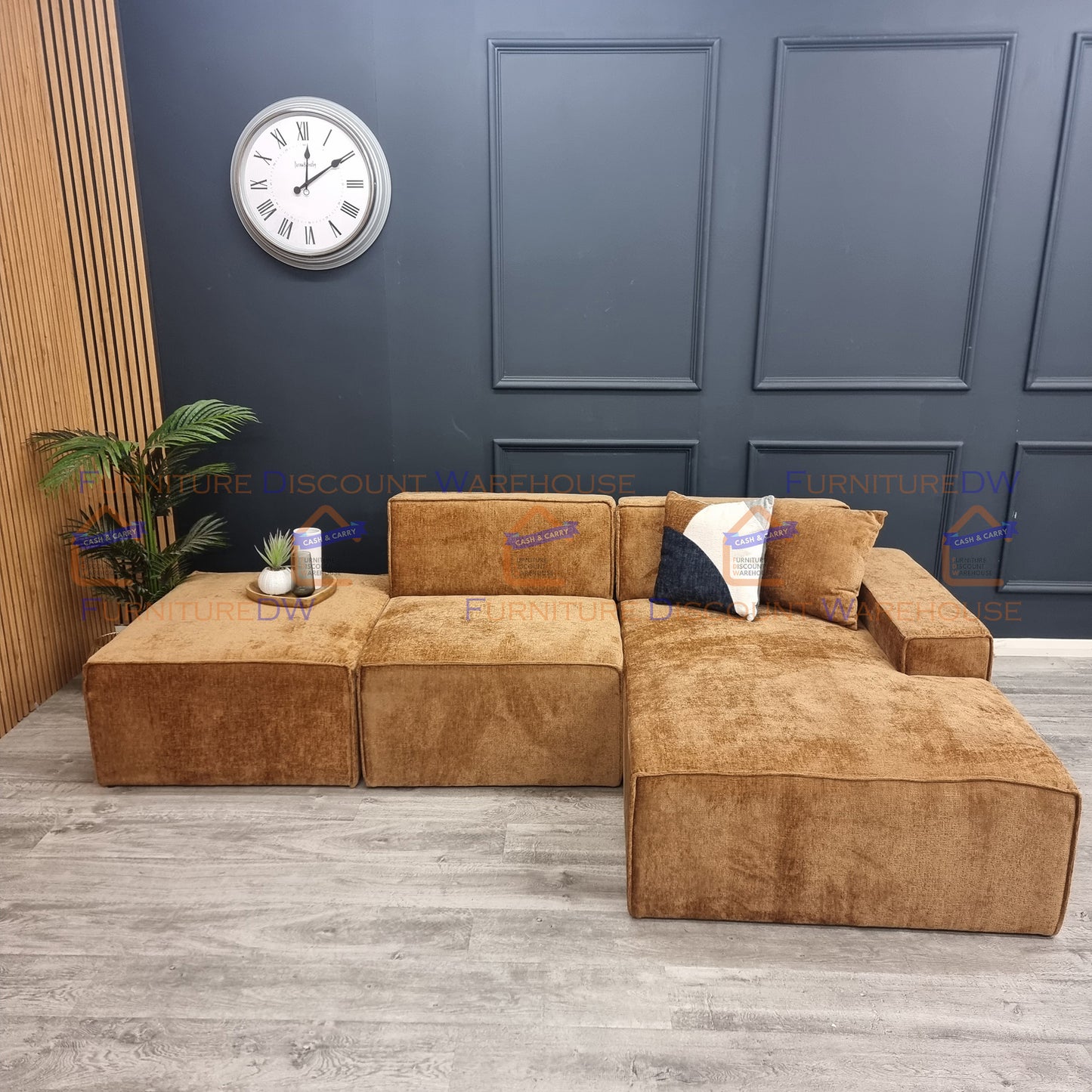 Atlanta Textured Chenille Sofa - 4 Colours | Left/Right Hand Corner | 3/4 Seater U Shape | Bed | Long U Shape + Stool