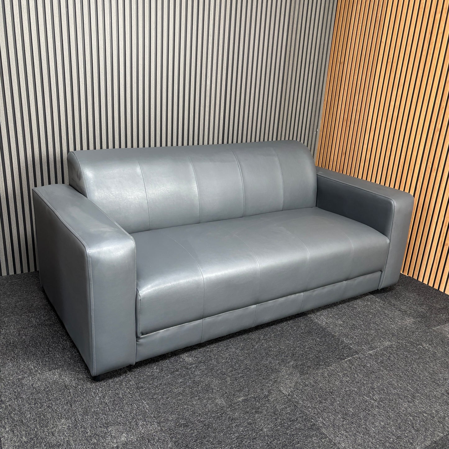 CLEARANCE - Chatham 3 Seater Faux Leather Sofa - Grey