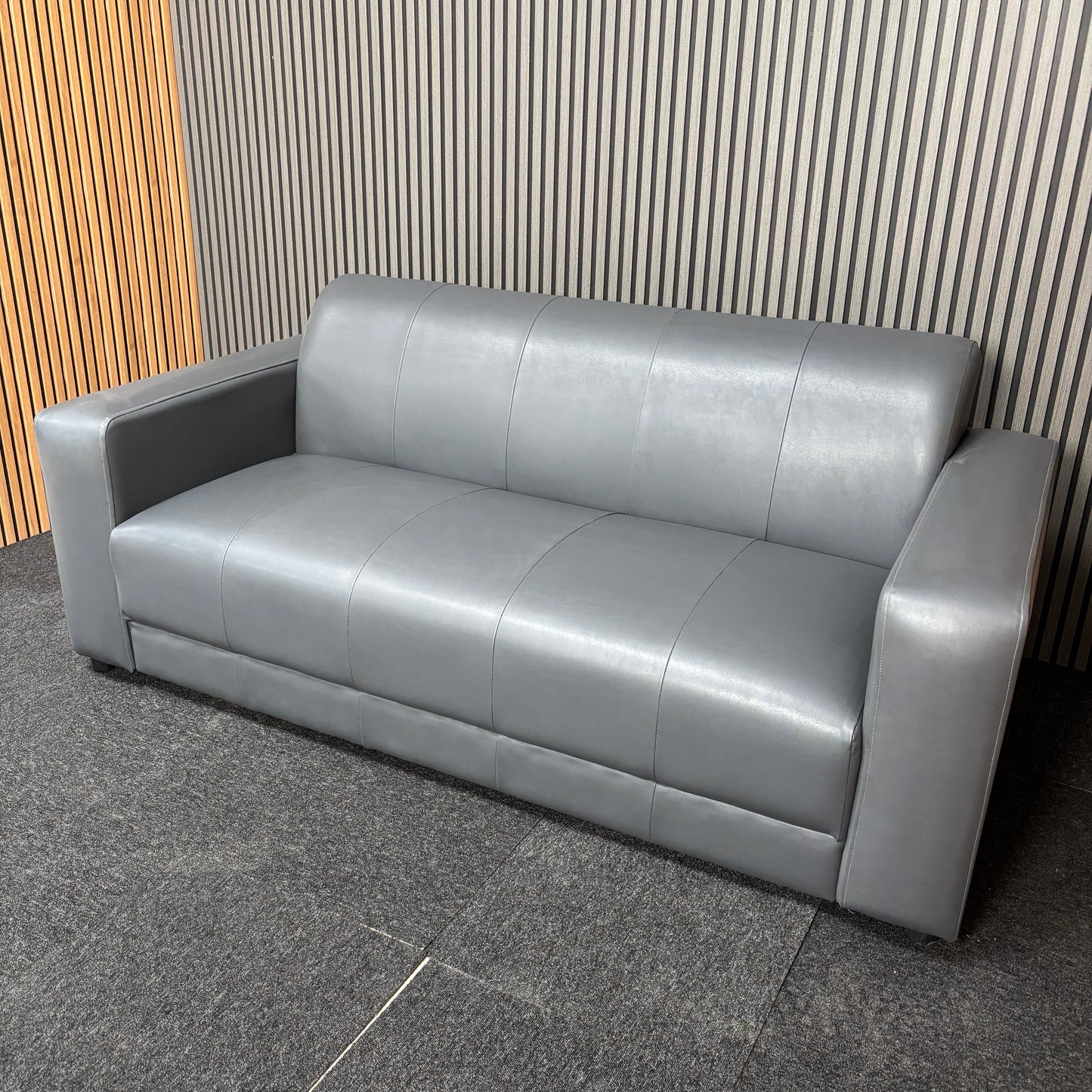 CLEARANCE - Chatham 3 Seater Faux Leather Sofa - Grey