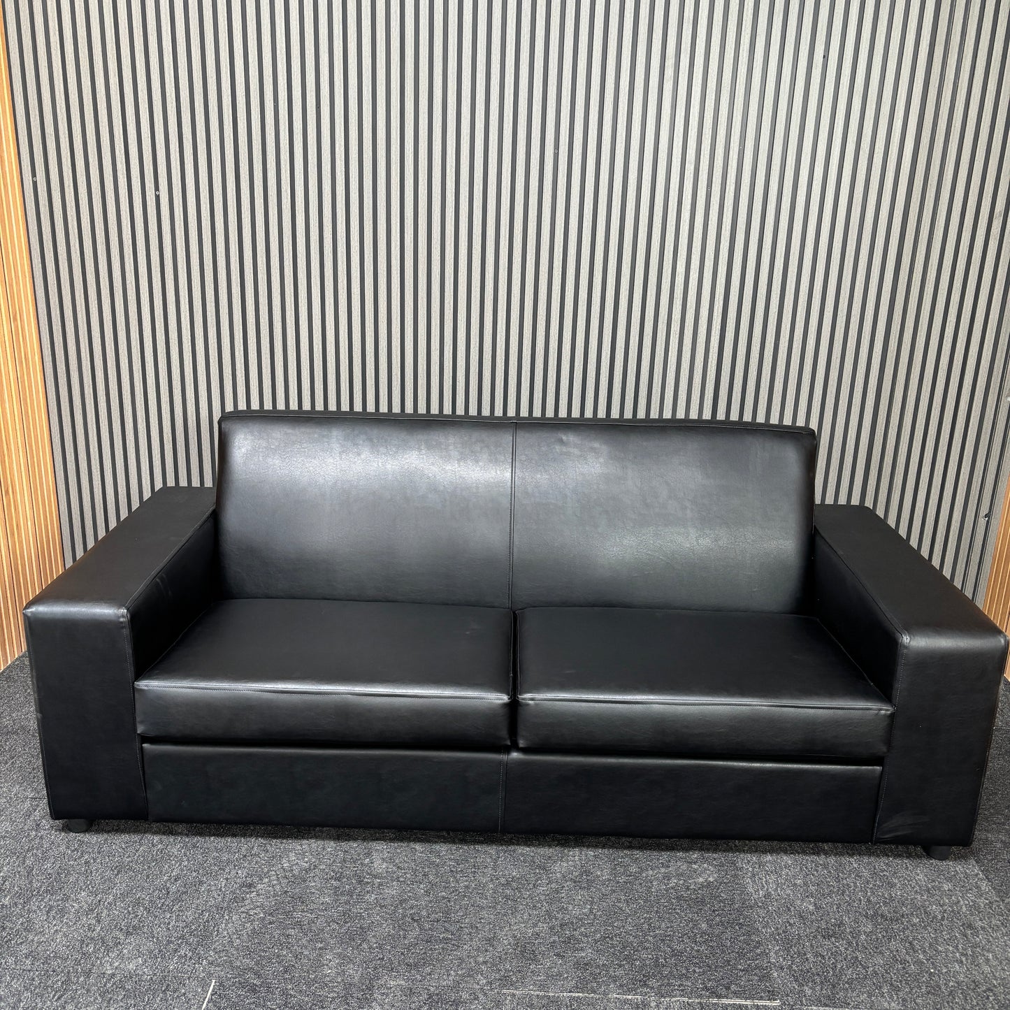 CLEARANCE - Nevada 3 Seater Faux Leather Contract Sofa - Black