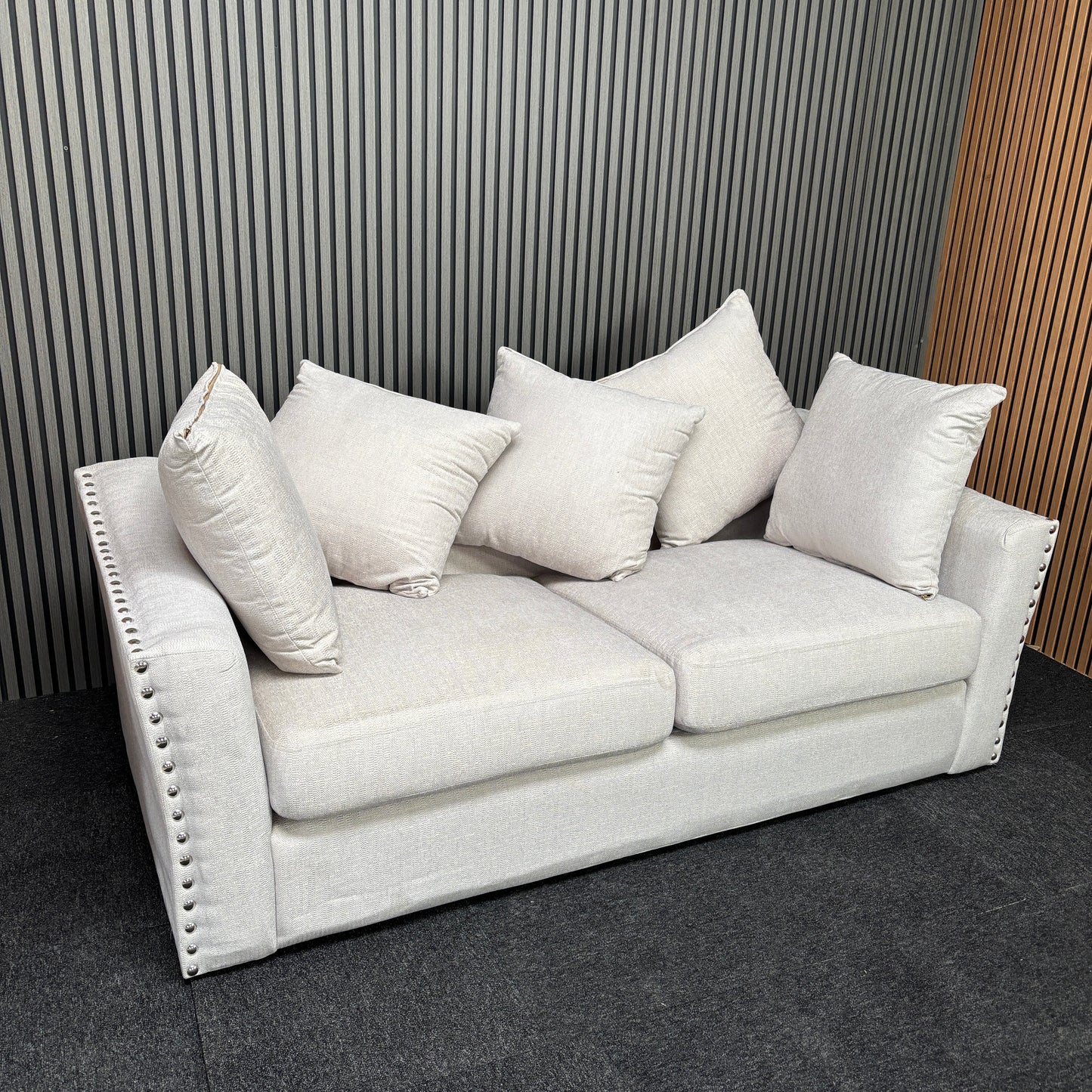 CLEARANCE - Blakely 3 Seater Fabric Sofa - Creamy Beige
