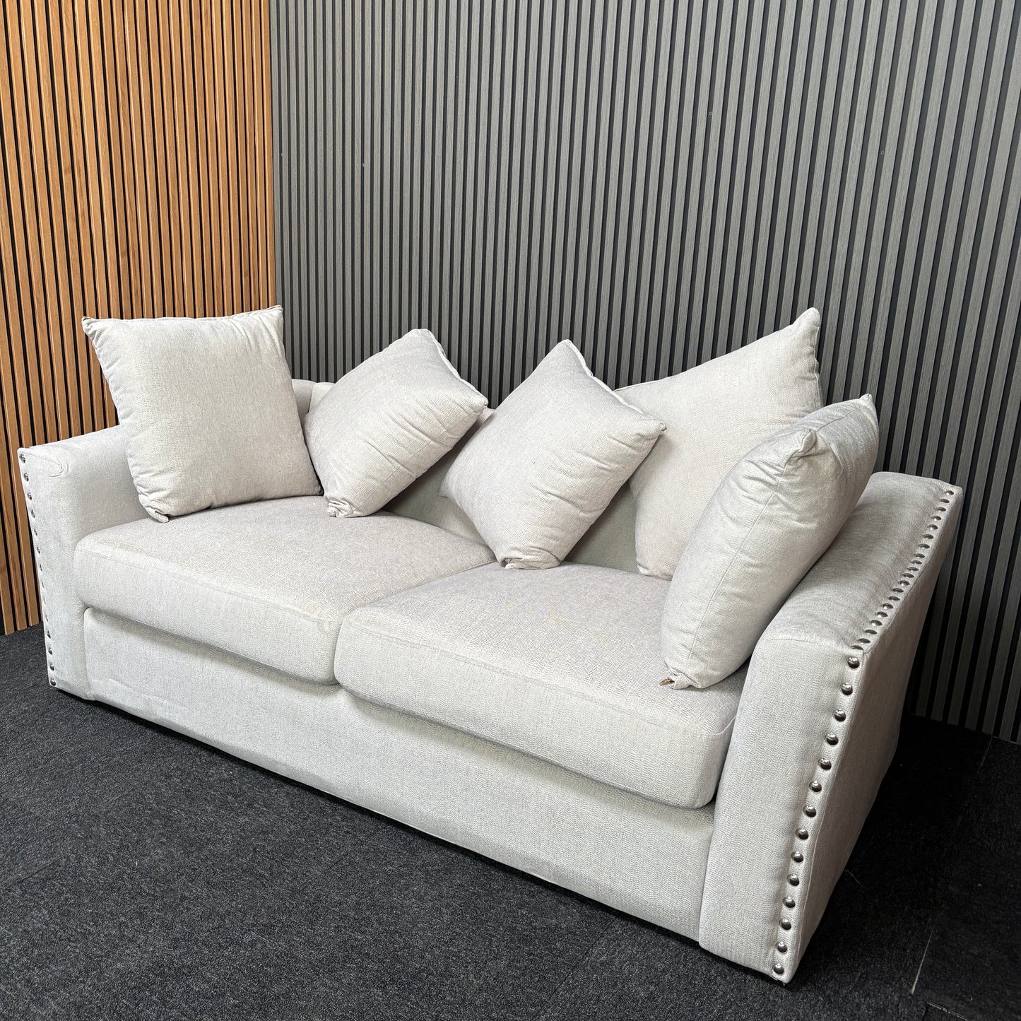CLEARANCE - Blakely 3 Seater Fabric Sofa - Creamy Beige