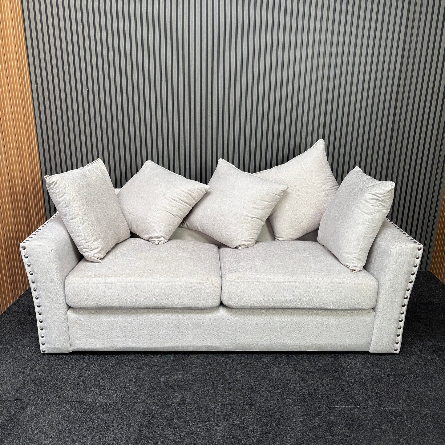 CLEARANCE - Blakely 3 Seater Fabric Sofa - Creamy Beige