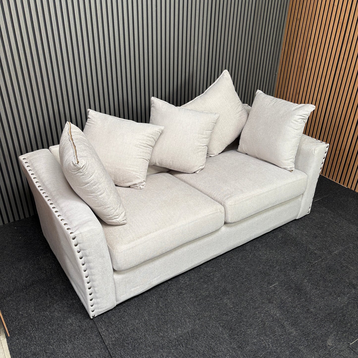 CLEARANCE - Blakely 3 Seater Fabric Sofa - Creamy Beige