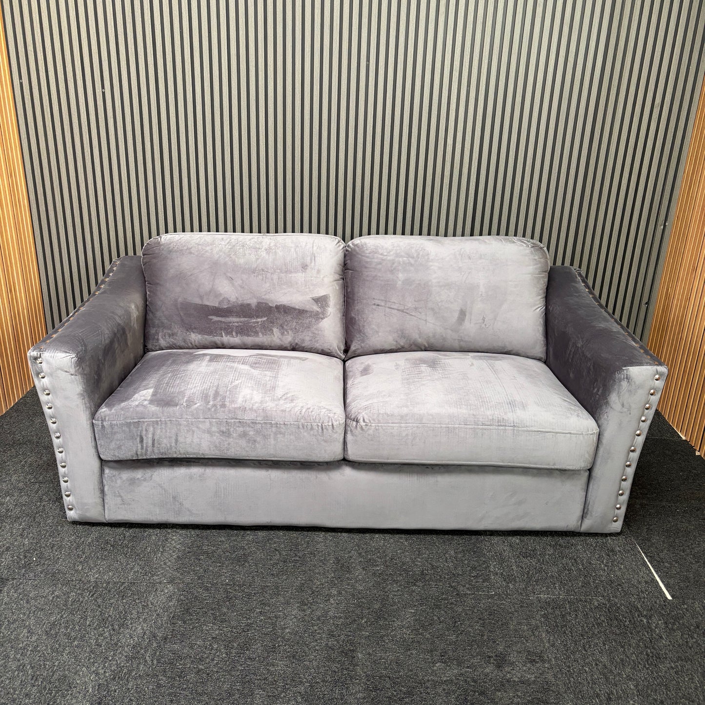 CLEARANCE - Lincoin 3 Seater Velvet Sofa - Grey