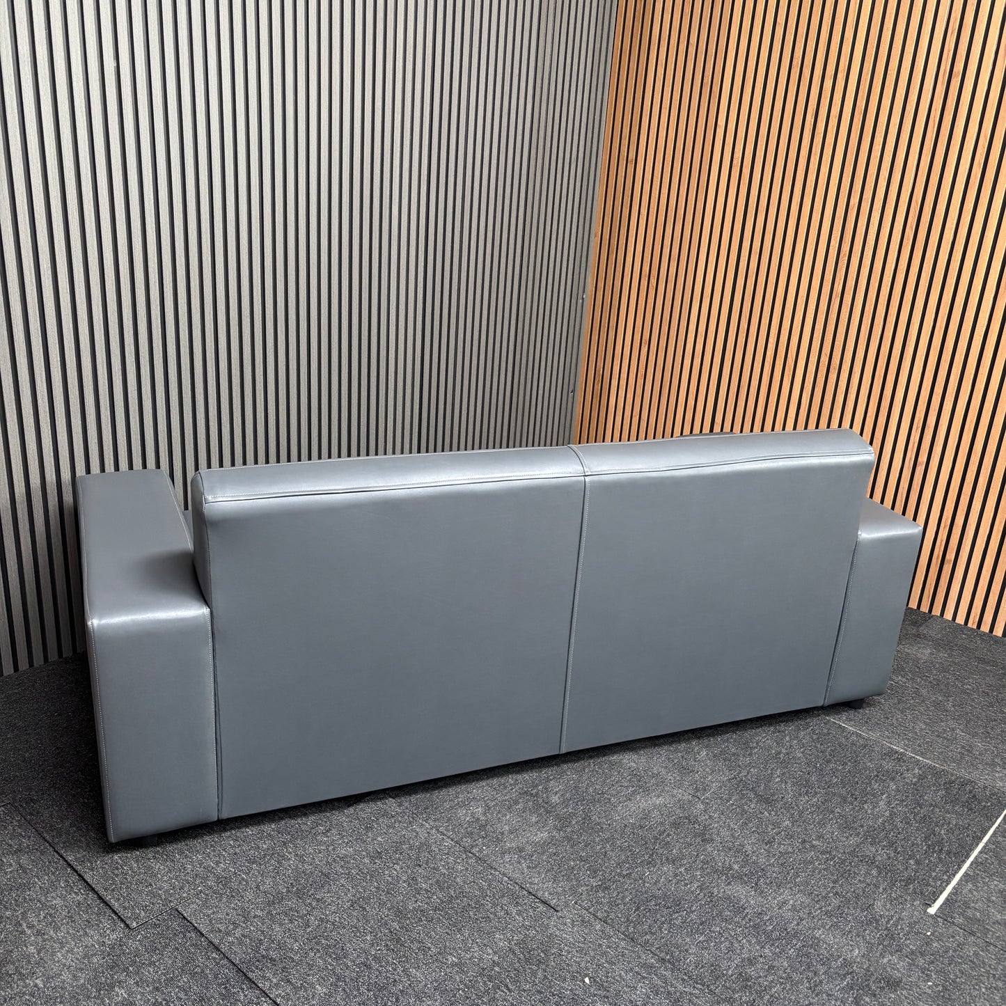 CLEARANCE - Nevada 3 Seater Faux Leather Contract Sofa - Grey