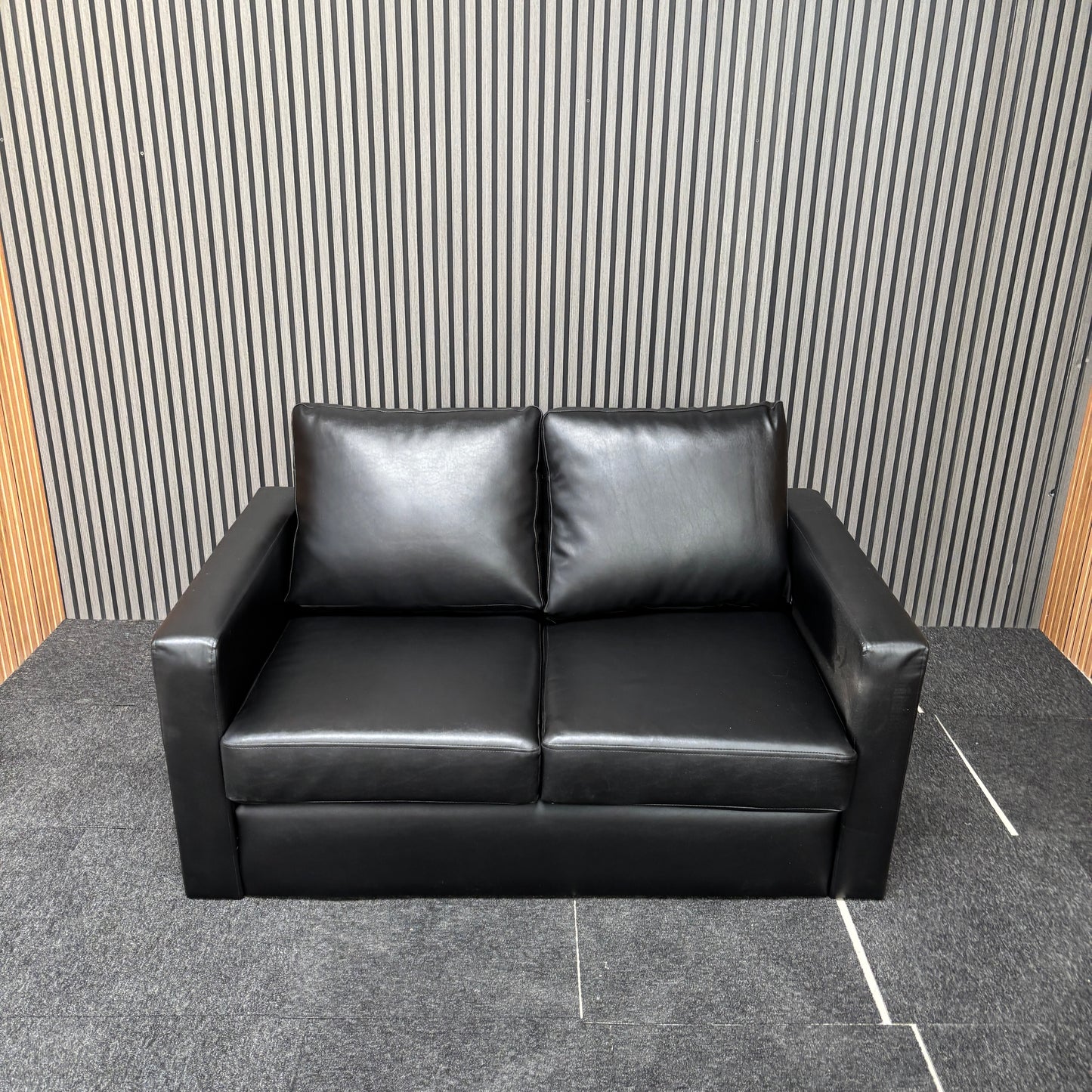 CLEARANCE - Nevada 2 Seater Faux Leather Contract Sofa - Black