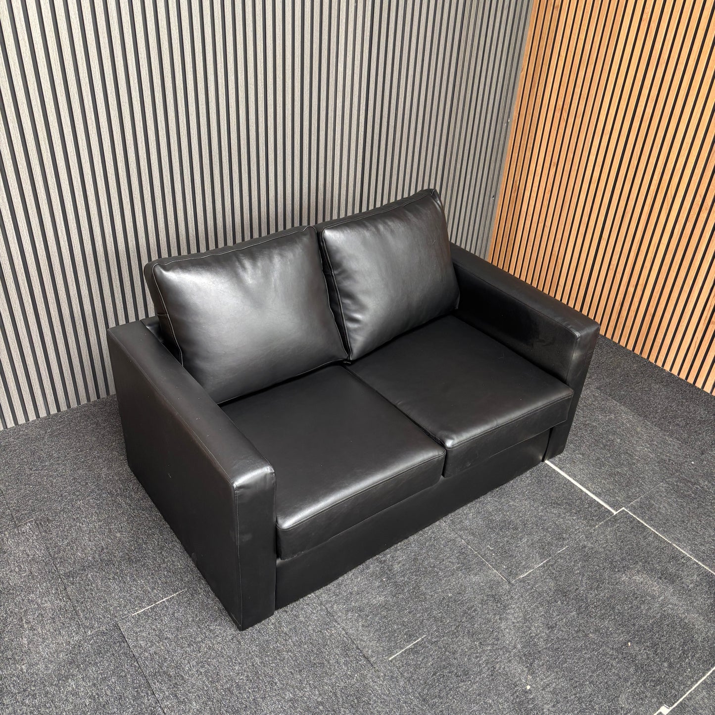 CLEARANCE - Nevada 2 Seater Faux Leather Contract Sofa - Black