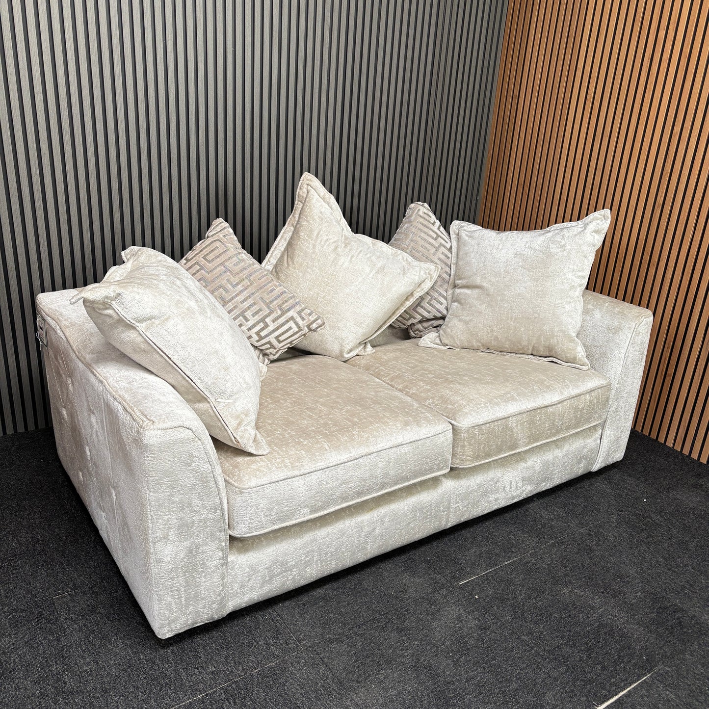 CLEARANCE - Prima 3 Seater Fabric Sofa - Mink Crushed