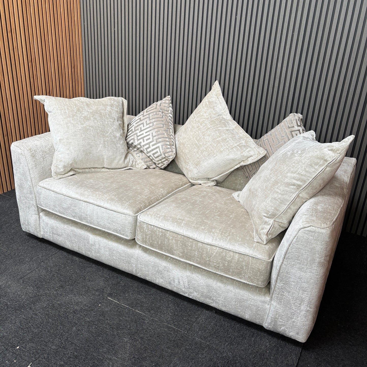 CLEARANCE - Prima 3 Seater Fabric Sofa - Mink Crushed