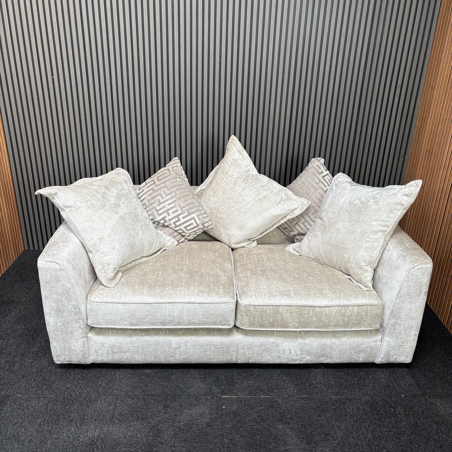 CLEARANCE - Prima 3 Seater Fabric Sofa - Mink Crushed