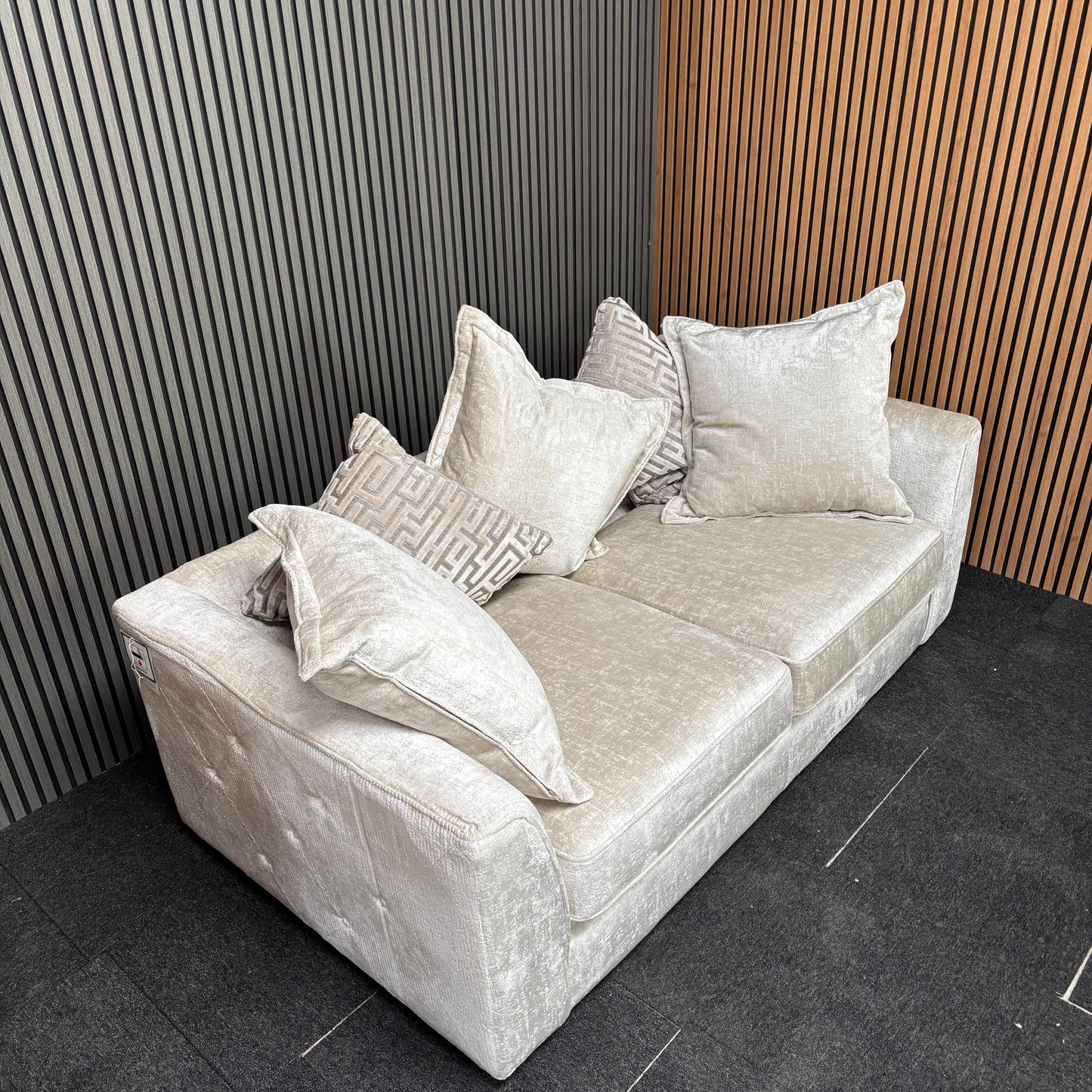CLEARANCE - Prima 3 Seater Fabric Sofa - Mink Crushed