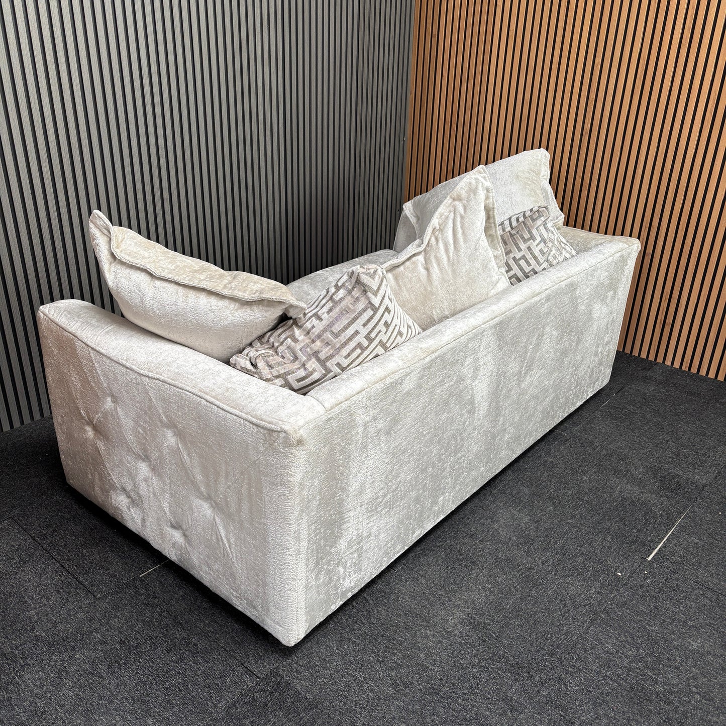 CLEARANCE - Prima 3 Seater Fabric Sofa - Mink Crushed