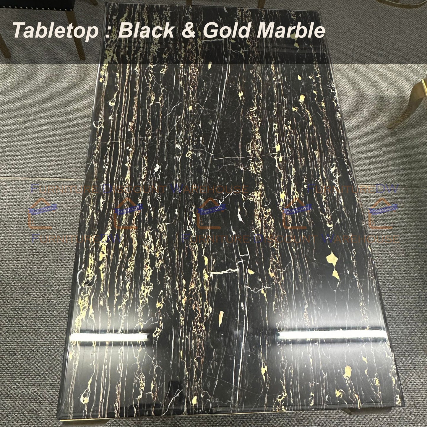 Venice Dining Table 1.8m Marble Top - White | Black | Light Grey | Cream | Black & Gold