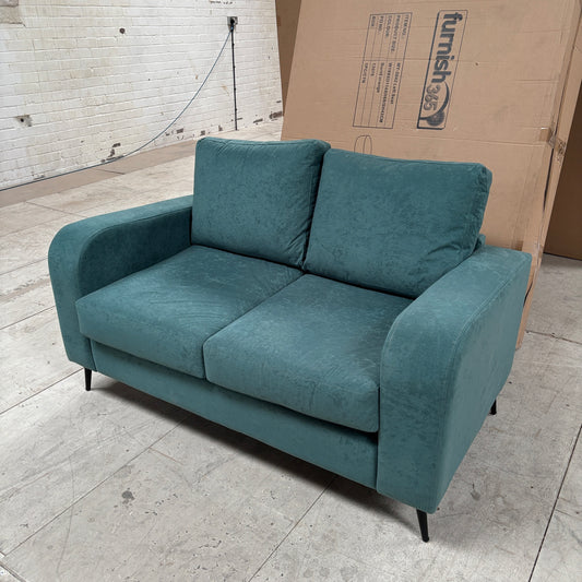 CLEARANCE - Dublin 2 Seater Crushed Fabric Sofa - Teal Green