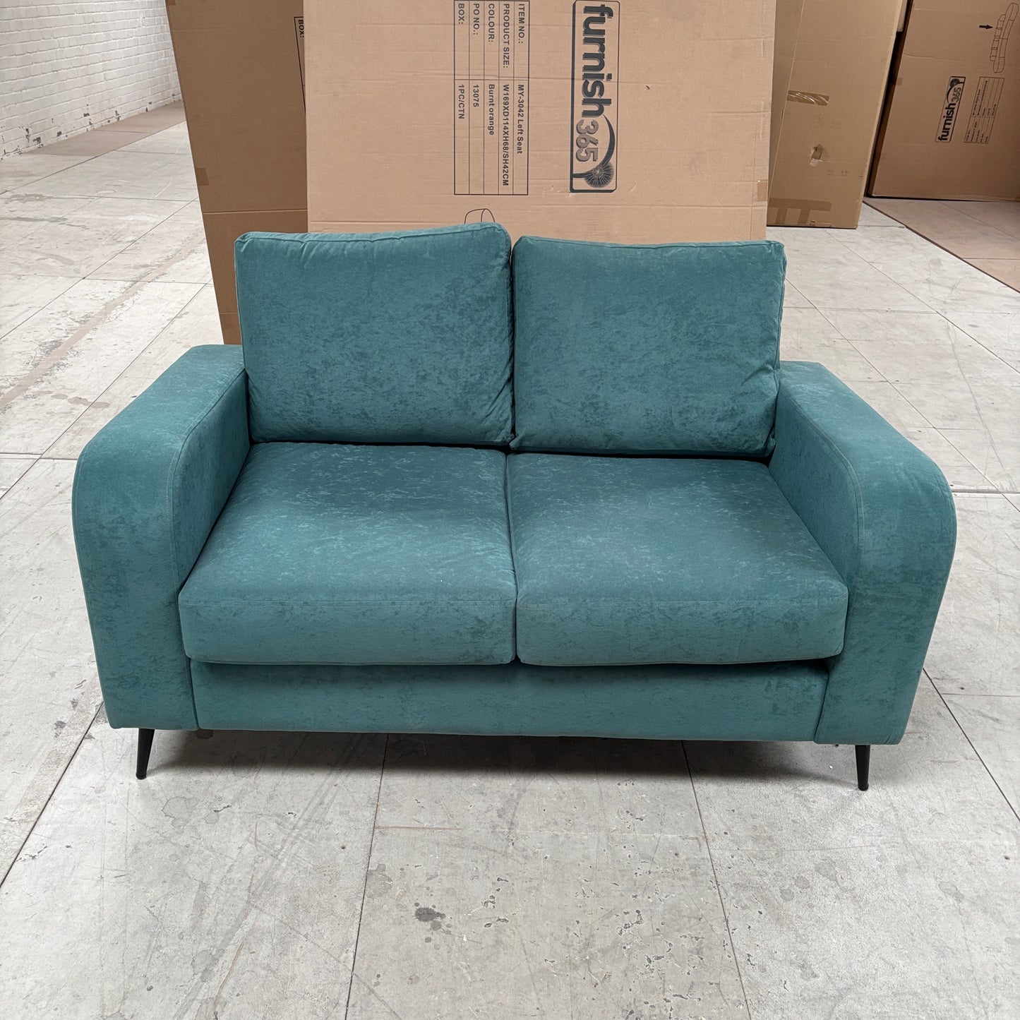 CLEARANCE - Dublin 2 Seater Crushed Fabric Sofa - Teal Green