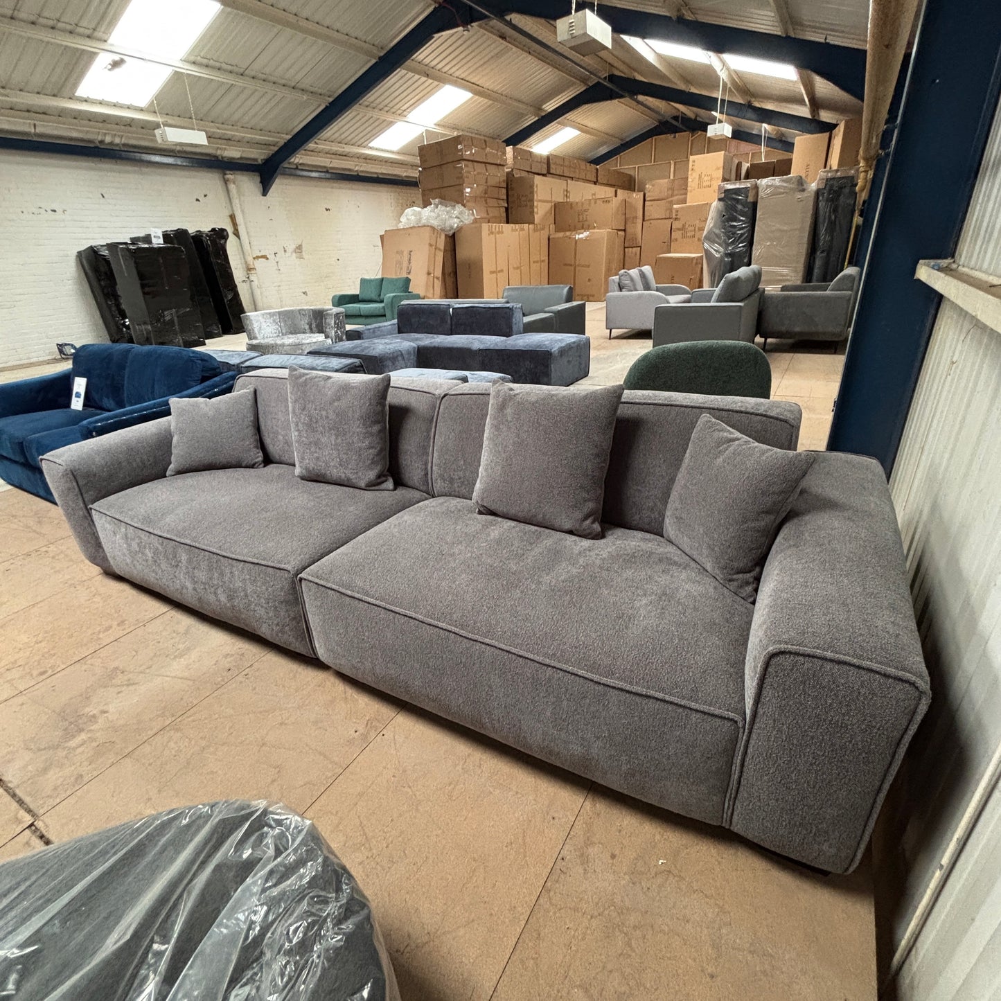 CLEARANCE - Dakota Boucle 4 Seater Sofa - Charcoal Grey