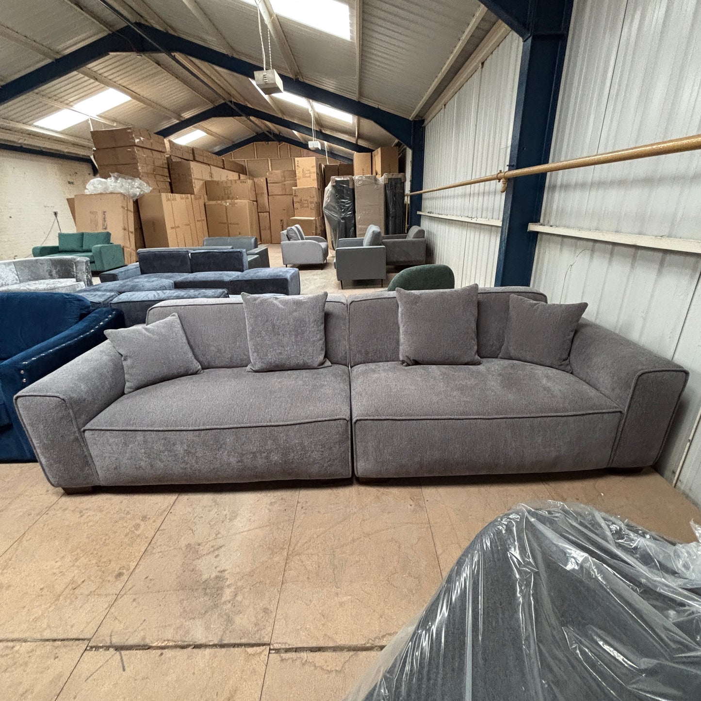 CLEARANCE - Dakota Boucle 4 Seater Sofa - Charcoal Grey