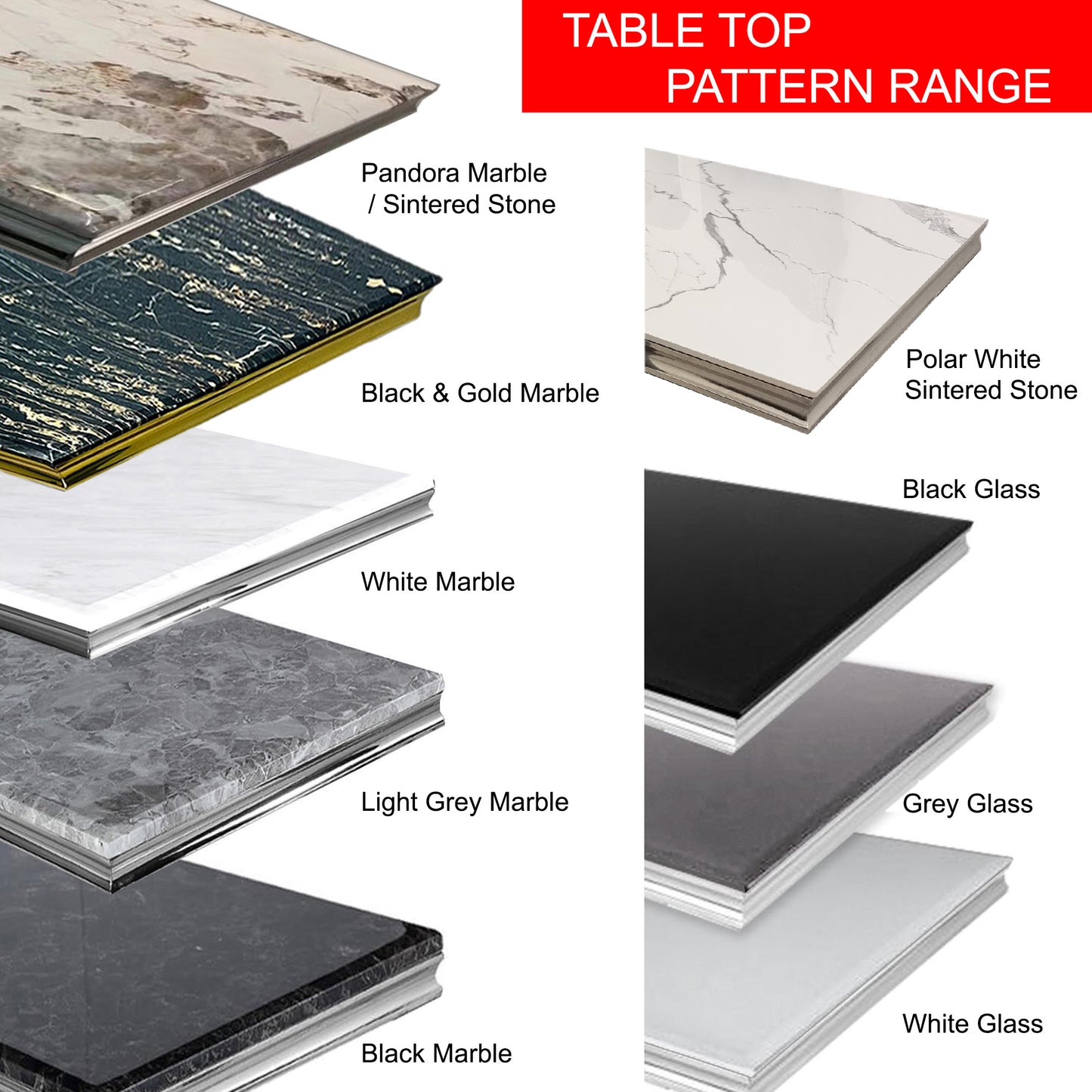 Arriana Dining Table 1.5m / 1.8m / 2m - Marble | Tempered Glass Top