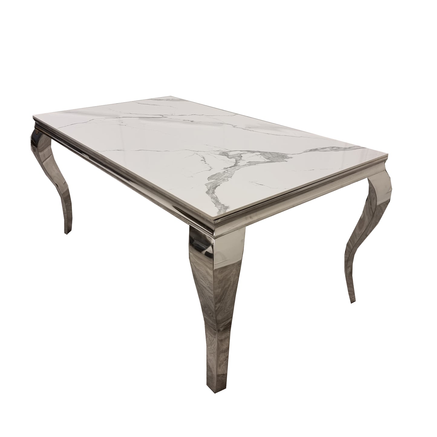 Louis Chrome Coffee Table 1.3m - Marble | Sintered Stone | Tempered Glass Top