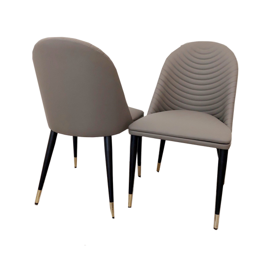 Alba Leather Dining Chair | Gold Tipped Black Legs - Grey | Tan | Khaki