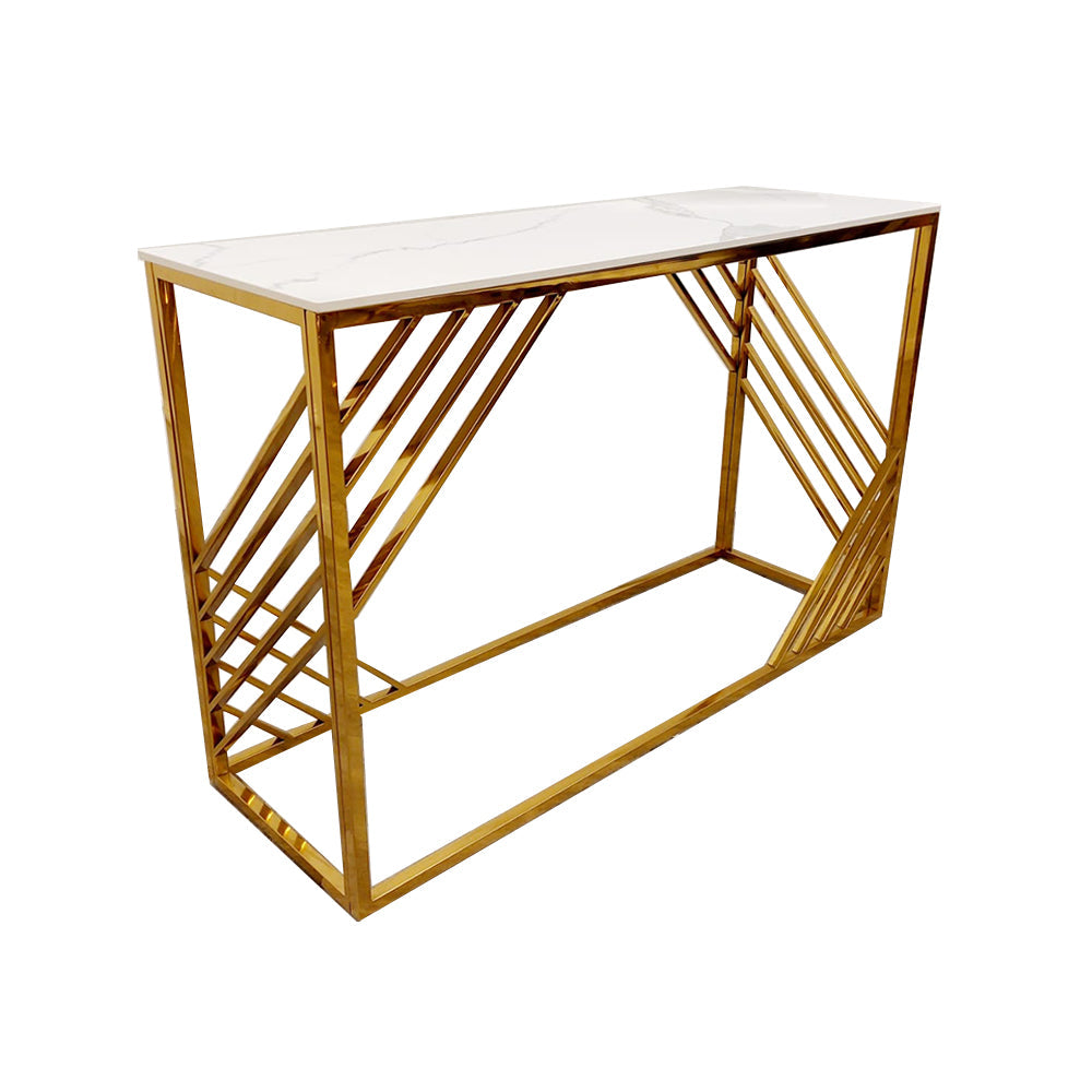 Azure Gold Console Table 1.2m - Polar White Sintered Stone Top
