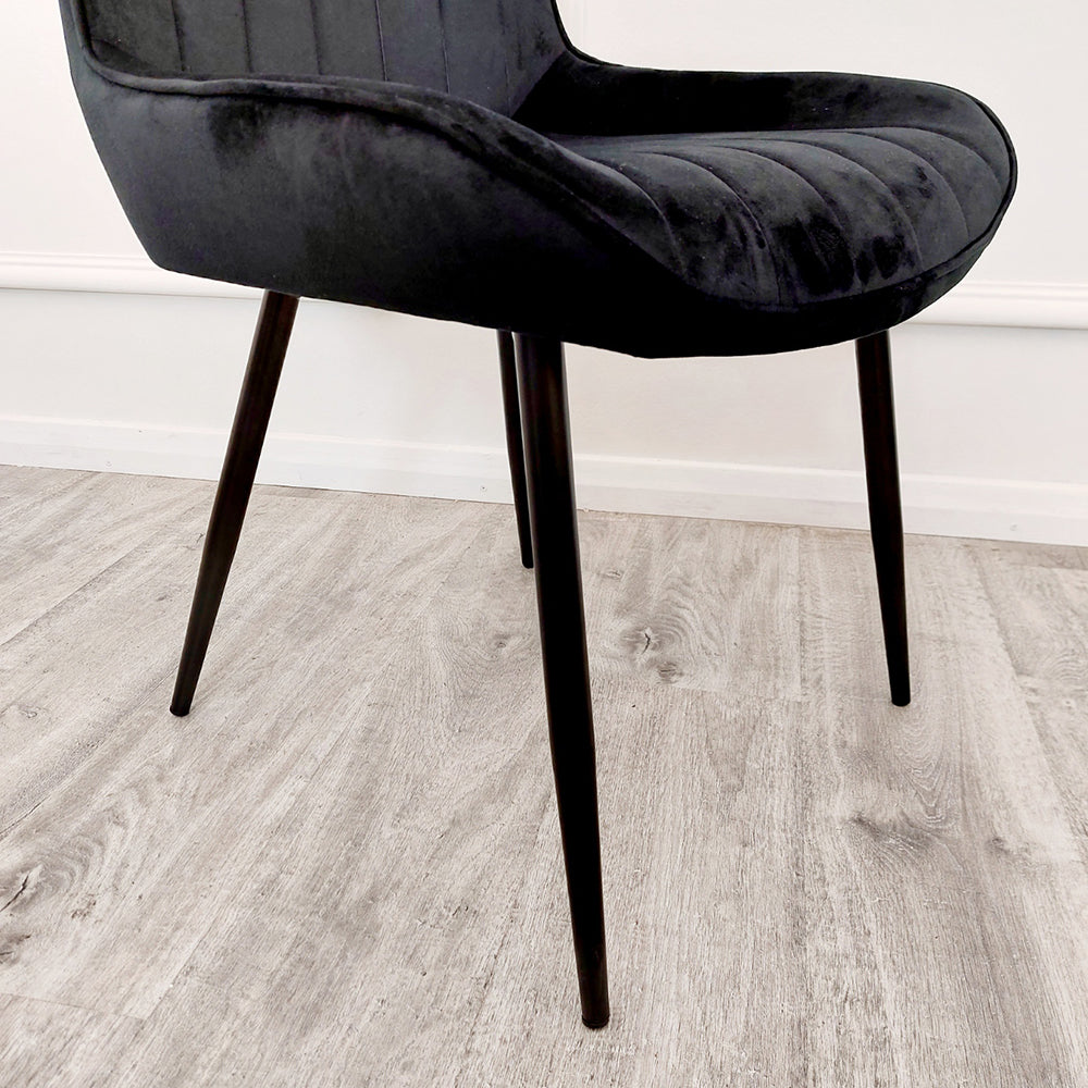 Dido Velvet Dining Chair | Black Metal Legs - Black | Blue | Cream | Green | Iron | Teal