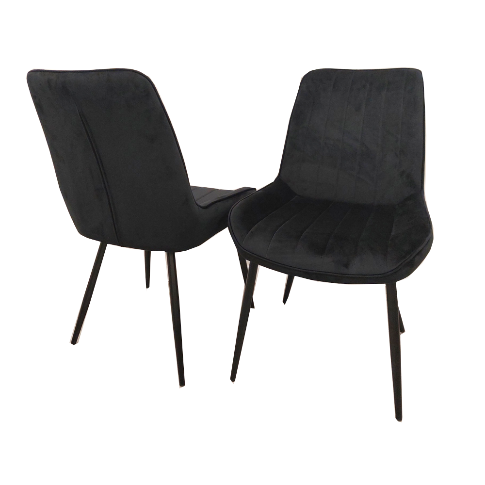 Dido Velvet Dining Chair | Black Metal Legs - Black | Blue | Cream | Green | Iron | Teal