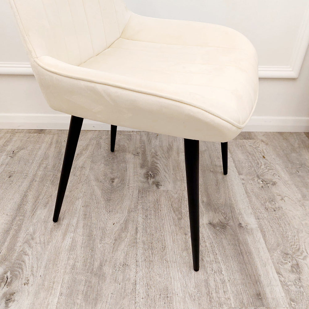 Dido Velvet Dining Chair | Black Metal Legs - Black | Blue | Cream | Green | Iron | Teal