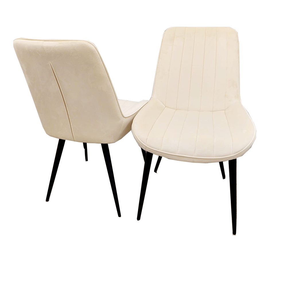 Dido Velvet Dining Chair | Black Metal Legs - Black | Blue | Cream | Green | Iron | Teal