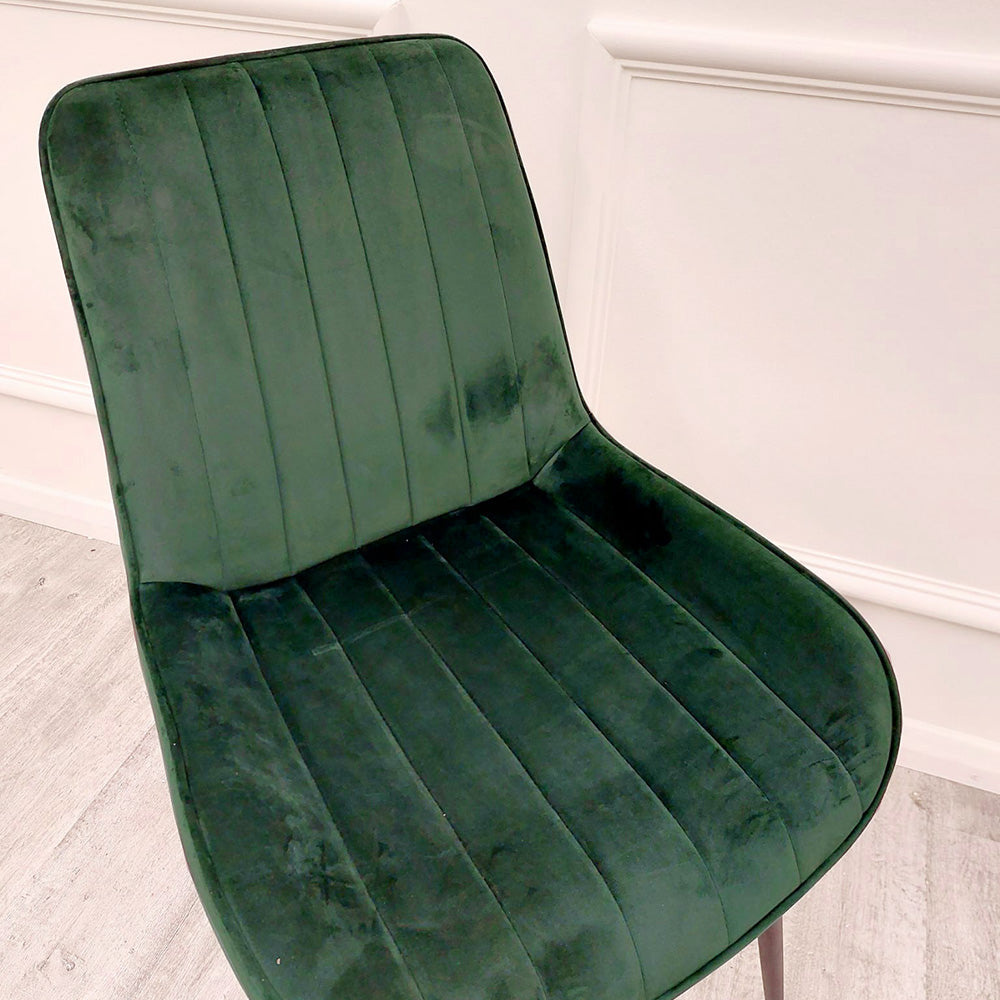 Dido Velvet Dining Chair | Black Metal Legs - Black | Blue | Cream | Green | Iron | Teal