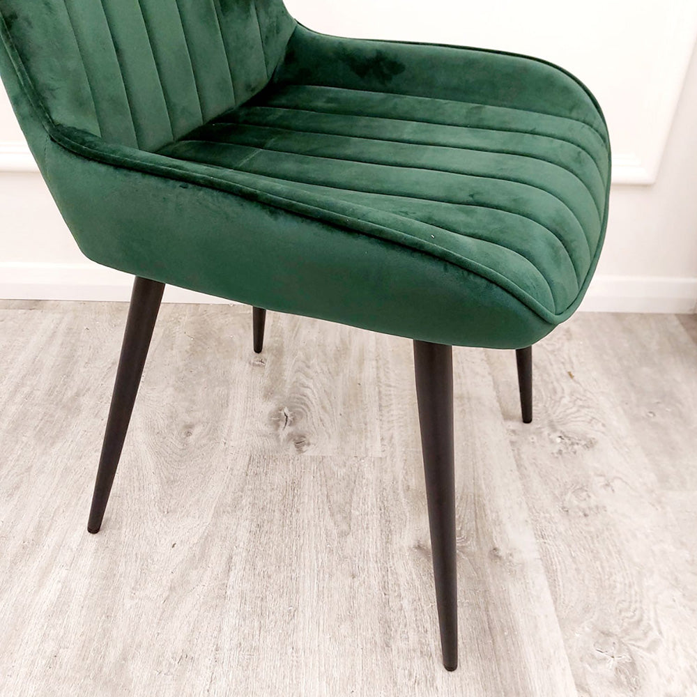 Dido Velvet Dining Chair | Black Metal Legs - Black | Blue | Cream | Green | Iron | Teal