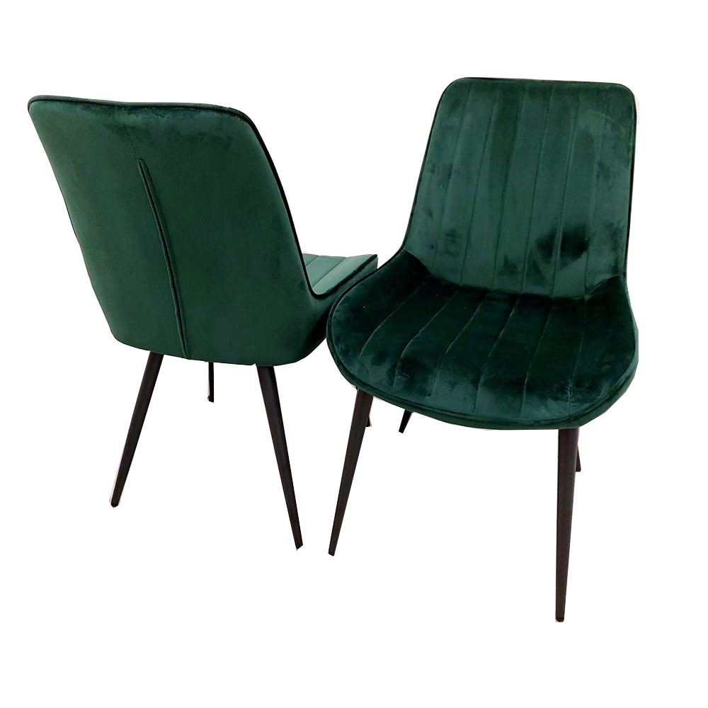 Dido Velvet Dining Chair | Black Metal Legs - Black | Blue | Cream | Green | Iron | Teal