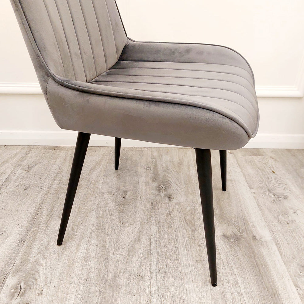 Dido Velvet Dining Chair | Black Metal Legs - Black | Blue | Cream | Green | Iron | Teal