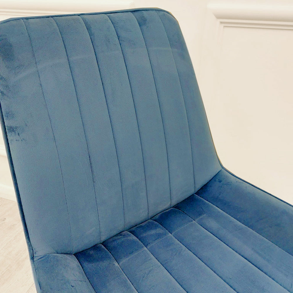 Dido Velvet Dining Chair | Black Metal Legs - Black | Blue | Cream | Green | Iron | Teal