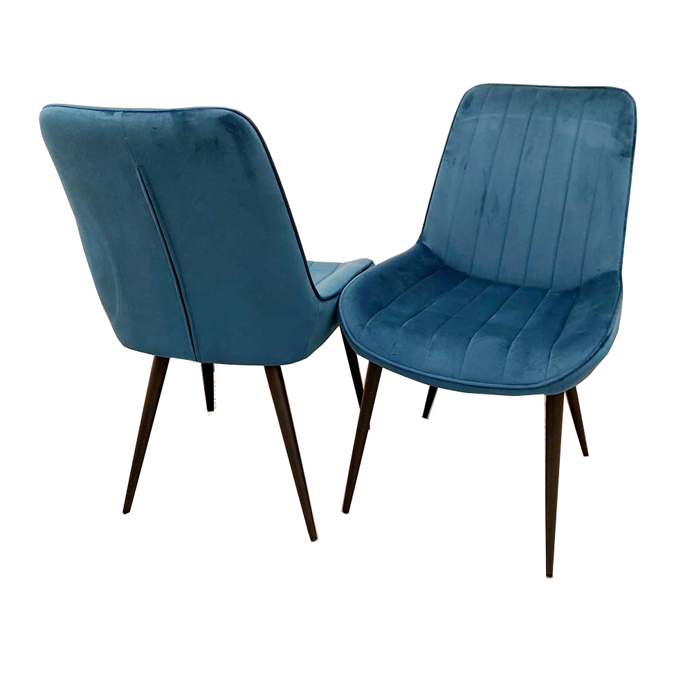 Dido Velvet Dining Chair | Black Metal Legs - Black | Blue | Cream | Green | Iron | Teal