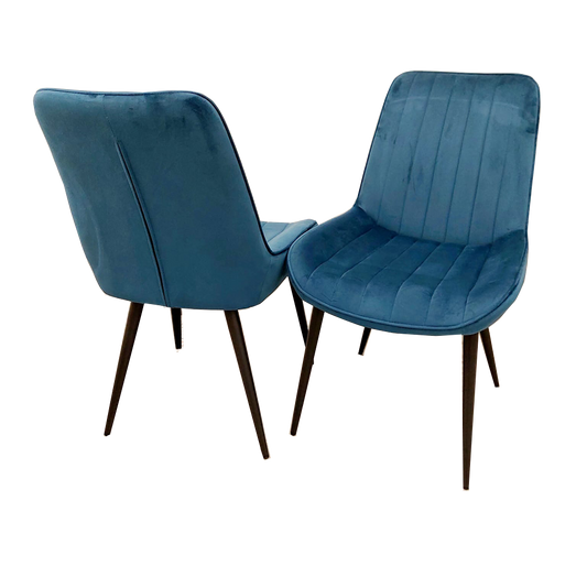 Dido Velvet Dining Chair | Black Metal Legs - Black | Blue | Cream | Green | Iron | Teal